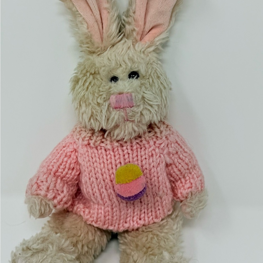 Vintage 1999 Adorable Plush Bunny with Pink Sweater